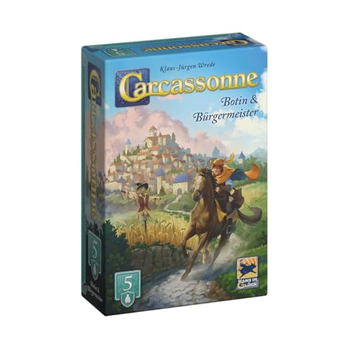 Hans im Glück Carcassonne – Botin und Bürgermeister (Auflage 2025), 5. Erweiterung, Familienspiel, 2-6 Spieler, 7+ Jahre, 45 Minuten, Deutsch von Hans im Glück