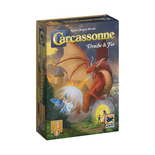 Hans im Glück Carcassonne – Drache und Fee (Auflage 2025), 3. Erweiterung, Familienspiel, 2-6 Spieler, 7+ Jahre, 45 Minuten, Deutsch von Hans im Glück