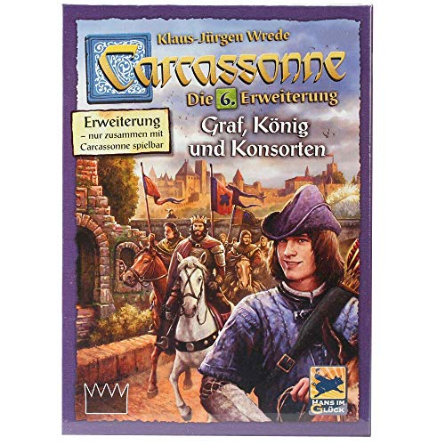 Hans im Glück, Carcassonne – Graf, König und Konsorten, 6. Erweiterung, Familienspiel, Brettspiel, 2-6 Spieler, Ab 7+ Jahren, 40+ Minuten, Deutsch von Hans im Glück