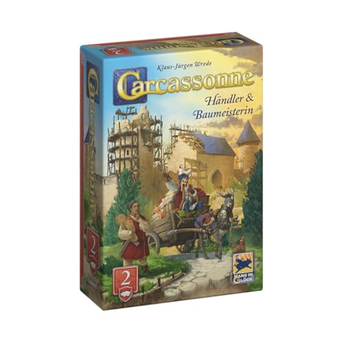 Hans im Glück Carcassonne – Händler und Baumeisterin (Auflage 2025), 2. Erweiterung, Familienspiel, 2-6 Spieler, 7+ Jahre, 45 Minuten, Deutsch von Hans im Glück