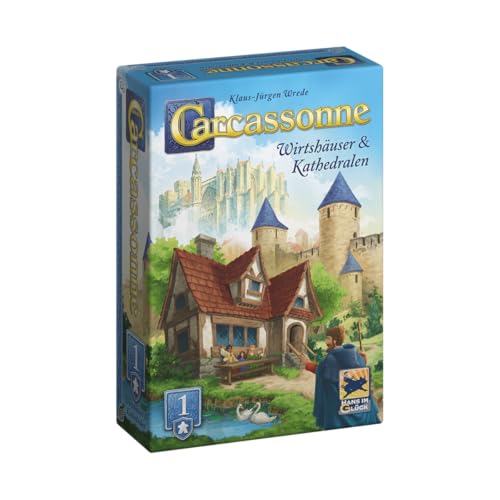 Hans im Glück Carcassonne – Wirtshäuser und Kathedralen (Auflage 2025), 1. Erweiterung, Familienspiel, 2-6 Spieler, 7+ Jahre, 45 Minuten, Deutsch von Hans im Glück