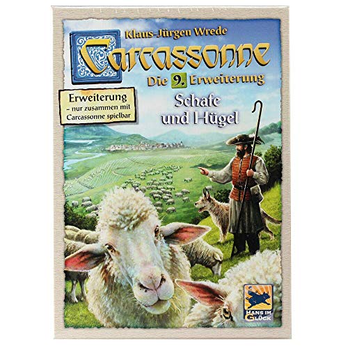 Hans im Glück, Carcassonne – Schafe und Hügel, 9. Erweiterung, Familienspiel, Brettspiel, 2-6 Spieler, Ab 7+ Jahren, 40+ Minuten, Deutsch von Hans im Glück