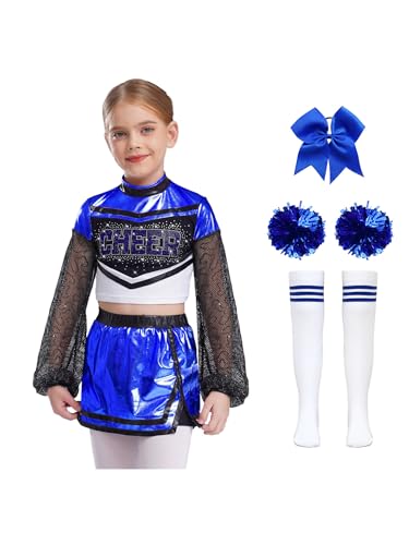 Hansber Cheerleaderkostüm Für Mädchen Tanzoutfit Mit Crop Top Puscheln Rock Strümpfe Haarspange Karneval Party Kostüm Cosplay Blau 170 Hansber Cheerleaderkostüm Für Mädchen Tanzoutfit Mit Crop Top Puscheln Rock Strümpfe Haarspange Karneval Party Kostüm Cosplay Blau 170 von Hansber