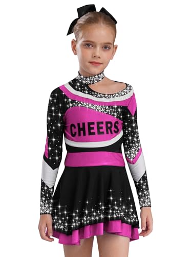 Hansber Cheerleading Kostüm Mädchen Kurzes Oberteil Mit Pailletten Und Kurzem Rock Schule Uniform Party Kostüm Cosplay Performance Pink 170 von Hansber