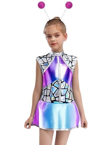 Hansber Glänzendes Alienkleid Für Mädchen Ärmelloses Kleid Mit Alien Stirnbändern Halloween Kostüm Karneval Auftritt Blau Pink 134-140 Hansber Glänzendes Alienkleid Für Mädchen Ärmelloses Kleid Mit Alien Stirnbändern Halloween Kostüm Karneval Auftritt Blau Pink 134-140 von Hansber