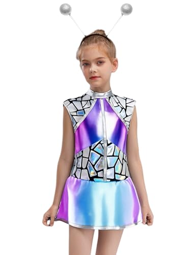 Hansber Glänzendes Alienkleid Für Mädchen Ärmelloses Kleid Mit Alien Stirnbändern Halloween Kostüm Karneval Auftritt Blau Silber 158-164 Hansber Glänzendes Alienkleid Für Mädchen Ärmelloses Kleid Mit Alien Stirnbändern Halloween Kostüm Karneval Auftritt Blau Silber 158-164 von Hansber