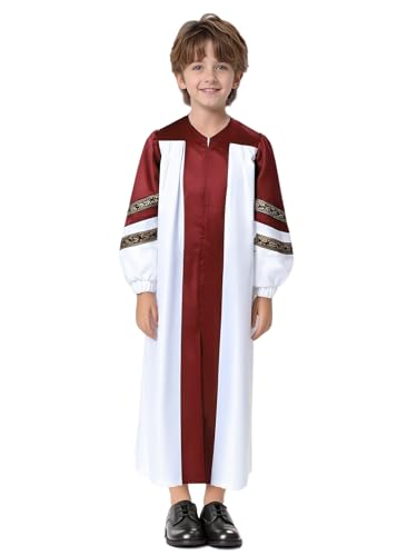 Hansber Kinderchor-Robe Klerikerkleid Lange Ärmel Religiöse Kleidung Kostüm für die Schulabschlussfeier Burgund 122-128 von Hansber