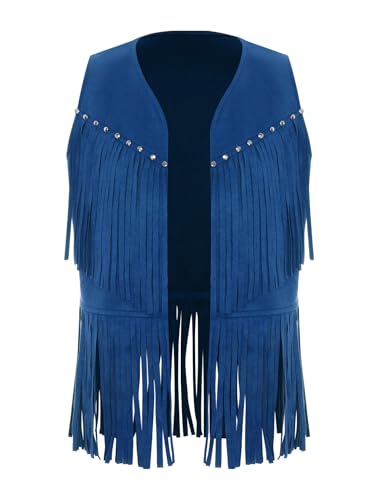 Hansber Westliches Cowboy Kinderweste Aus Synthetischem Leder Mit V Ausschnitt Hippie Kostüm Cosplay Outfit Für Halloween Blau 146-152 Hansber Westliches Cowboy Kinderweste Aus Synthetischem Leder Mit V Ausschnitt Hippie Kostüm Cosplay Outfit Für Halloween Blau 146-152 von Hansber
