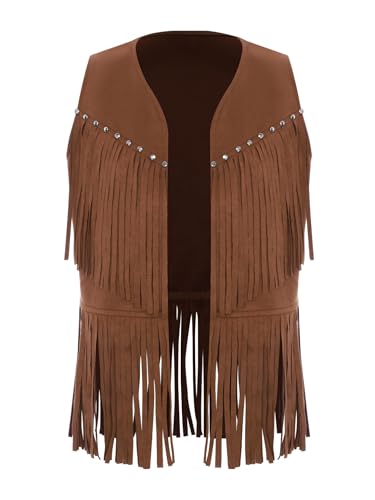 Hansber Westliches Cowboy Kinderweste Aus Synthetischem Leder Mit V Ausschnitt Hippie Kostüm Cosplay Outfit Für Halloween Dunkelbraun 110-116 Hansber Westliches Cowboy Kinderweste Aus Synthetischem Leder Mit V Ausschnitt Hippie Kostüm Cosplay Outfit Für Halloween Dunkelbraun 110-116 von Hansber