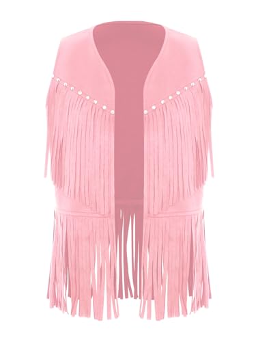 Hansber Westliches Cowboy Kinderweste Aus Synthetischem Leder Mit V Ausschnitt Hippie Kostüm Cosplay Outfit Für Halloween Rosa 122-128 Hansber Westliches Cowboy Kinderweste Aus Synthetischem Leder Mit V Ausschnitt Hippie Kostüm Cosplay Outfit Für Halloween Rosa 122-128 von Hansber