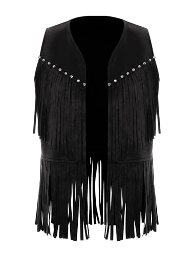 Hansber Westliches Cowboy Kinderweste Aus Synthetischem Leder Mit V Ausschnitt Hippie Kostüm Cosplay Outfit Für Halloween Schwarz 110-116 Hansber Westliches Cowboy Kinderweste Aus Synthetischem Leder Mit V Ausschnitt Hippie Kostüm Cosplay Outfit Für Halloween Schwarz 110-116 von Hansber