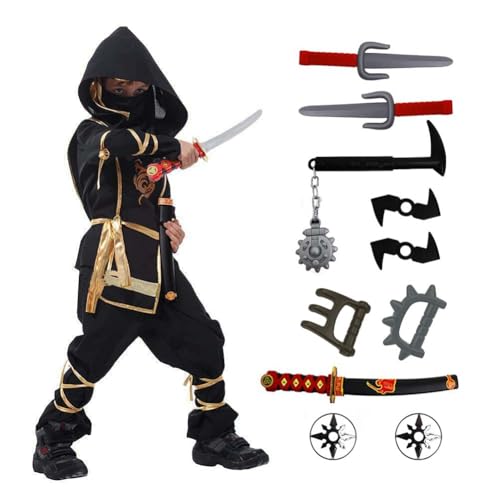 HaoVrisn Ninja Kostüm Kinder Faschingskostüme Kinder Jungen Ninjago Kostüm Kinder Jungen Karneval Kostüm Kinder Jungen Drachen Kostüm Kinder Fasching Kostüm Kinder Kostüm Ninja Kinder(8-9Jahre) von HaoVrisn