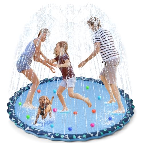 HaoVrisn Wasserspielzeug Kinder Outdoor, 170CM Wassersprinkler Kinder Outdoor, Hundepool, Splash Pad für Kind und Haustiere, Rutschfestem und Verdicktem PVC Boden von HaoVrisn