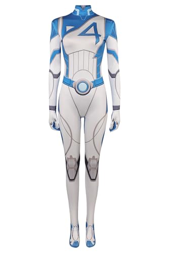 Invisible Woman Cosplay Kostüm Susan Storm Cosplay Strategist Hero Jumpsuit Outfits Blau Einteiler Halloween Kleid, Blau, S von Haocloth