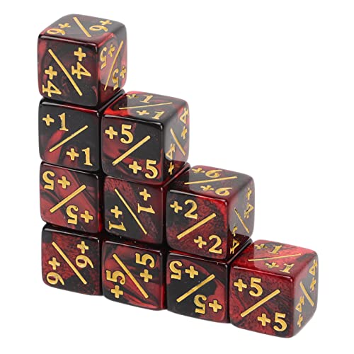 6-Seitige Würfel Zweifarbige Kompakte Acryl Würfel Set Durable 10-teilige Pädagogische Mathematik Operationen (rötlich schwarz) von Haofy