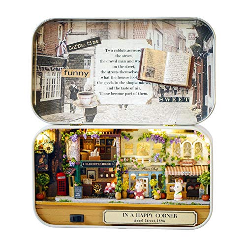 Dolls House, Box Theatre Miniature Kit Architektur Model Building Kits mit LED for Home Display Collection, Geschenke (Frohe Street Corner) von Haofy