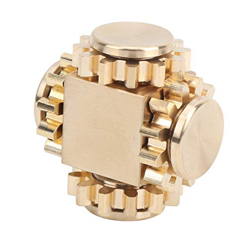 Goldwürfel Gyroscope Stress Relief Toy mit Ultra-mechanischem Design für Erwachsene, Luftfahrt Aluminium Bauen Sie Finger Gyroskop Zur Angstlinderung ((Unhöflicher Würfel -Gyro - reines Messing)) von Haofy