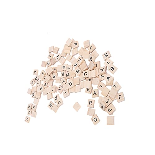 Haofy 100pcs Holzbrieffliesen Scrabble -Fliesen Scrabble, Holzschreibfliesen für DIY -Geschenke, Kunsthandwerk, Bildung in der Kindheit, Hochwertiges Holzmaterial Compositeholz, Beide Seiten Können von Haofy