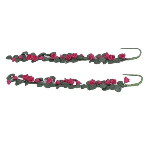 Haofy 2pcs Multifunktional Miniaturblüten Weinende Dekoration für Puppenhaus, Lebensechter Puppenhaus Rose Rebe Schwung Hängende Ornamente (Wine RED) von Haofy