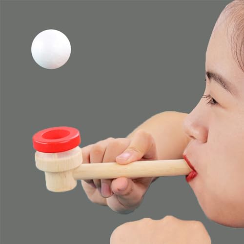 Haofy Ballblasspielzeug Holzschaumkugel Interaktive Bildungslehre Schwimmend Blow Pipe Ball für, Eltern -Kind -Interaktion, Einzigartiges Design von Haofy