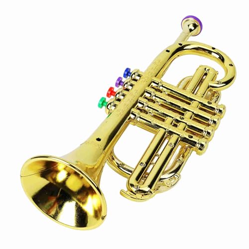 Haofy Childrens Gold Kid Trompetenspielzeug mit 4 Farbigen Schlüssel für die Musikalische Entwicklung von Bildungsmusik, Umweltfreundliches Kunststoffmaterial Haofy Childrens Gold Kid Trompetenspielzeug mit 4 Farbigen Schlüssel für die Musikalische Entwicklung von Bildungsmusik, Umweltfreundliches Kunststoffmaterial von Haofy
