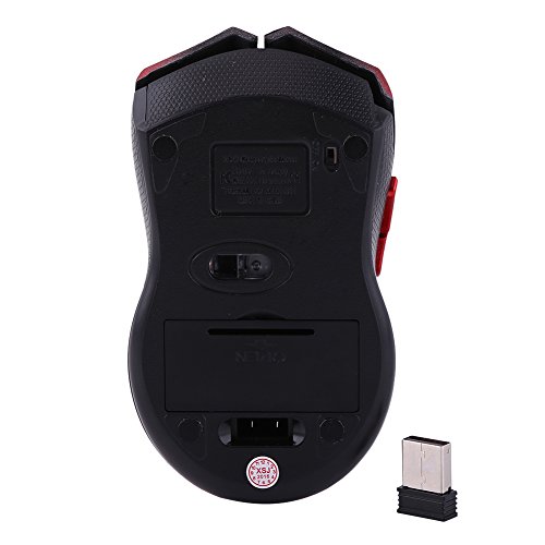 Haofy Funk Optische Gaming -Maus, 2,4 GHz Drahtlose Mechanische Mäuse mit 6 Tasten, Geeignet für Internet -Surfen und Spiel (Rot) von Haofy