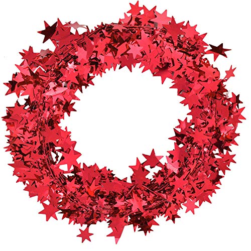Haofy Gold Star Girland für Weihnachtsbaumdekorationen Flexibler Drahtsternkranz mit Spiegelfinish, DIY -Formen, für Weihnachten, Hochzeit, Party, Zuhause (Rot) von Haofy