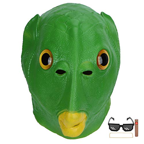 Haofy Grüne Latex-Tiermasken-Kopfbedeckung, Kostümhülle für Halloween-Party, Karneval, Tag-Party von Haofy
