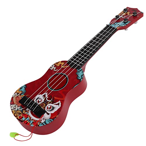 Haofy Kids Mini Plastikgitarrenspielzeug Ukulele für Vorschulkinder Holzfarbe 4 Saiten, ABS Nylon Material (Rot) von Haofy
