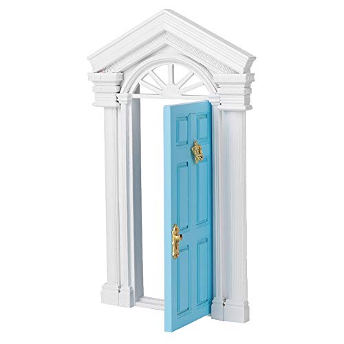 Haofy Mini Birch Door Exquisites Puppenhaus DIY -Accessoire für 1:12 Scale -Szene Schöpfer in Natürlichen Farben und Luxuriöser Form (Blue) von Haofy
