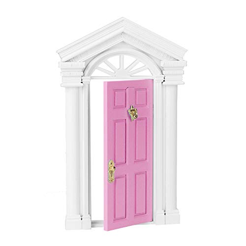 Haofy Mini Birch Door Exquisites Puppenhaus DIY -Accessoire für 1:12 Scale -Szene Schöpfer in Natürlichen Farben und Luxuriöser Form (PINK) von Haofy