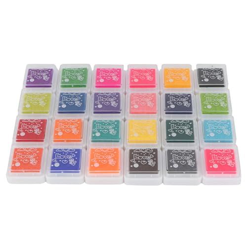 Haofy Nettes Farbenfrohe Ink Pad Stempel Tinkpad Set für Stempelstempel Sammelalbum 24 Farben Sicheres Ungiftiges Material von Haofy