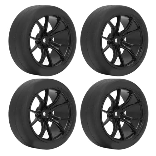 Haofy RC-Car-Reifen, Durchmesser 65 Mm, Anti-Aging, 4 Stück, Abriebfest, Glatte Oberfläche, RC-Car-Räder für HSP 94123 94122, für RC-Cars 1/10 (Black) von Haofy