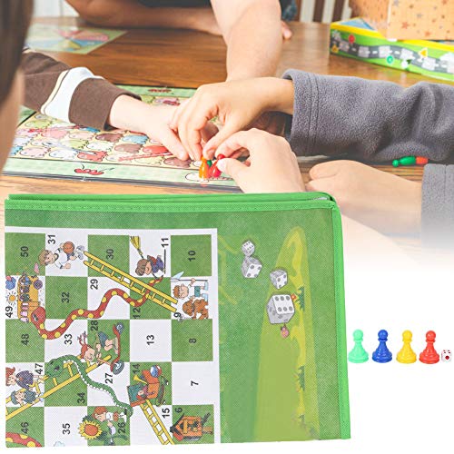 Haofy Schlangenschachschlangen und Leitern Spiel für 60x45cm Tragbares Faltbare, Waschbare Nicht Gewebte Stoffmatte mit Lebendig (Höhe 3 cm, Durchmesser 2 cm) von Haofy