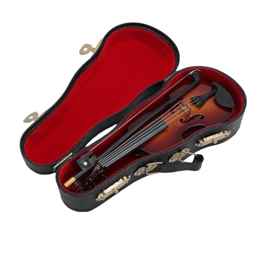 Miniatur-Geige aus Holz mit Ständer, Bogen und Koffer, 14 cm, Mini-Musikinstrument, Geigennachbildung, Sammlerfiguren, Puppenhauszubehör, Modell, Heimdekoration, Schaustück Miniatur-Geige aus Holz mit Ständer, Bogen und Koffer, 14 cm, Mini-Musikinstrument, Geigennachbildung, Sammlerfiguren, Puppenhauszubehör, Modell, Heimdekoration, Schaustück von Haofy