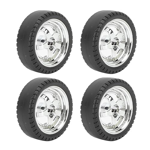 Rad Set für Drift RC Auto Reifen Gute Verarbeitung Gummirad Kräftiger Griff Rutschfest Kunststoff Nabe 3.3cm Dia 4pcs 1.2cm Breite für AE86 (SILVER) von Haofy