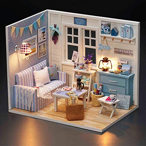 DIY Miniatur Puppenhaus Kit Mini 3D Realistische Holzhaus Zimmer Handwerk mit Möbeln LED Lichter Puppenhaus Modell Kits für Liebhaber DIY Miniatur Puppenhaus Kit Mini 3D Realistische Holzhaus Zimmer Handwerk mit Möbeln LED Lichter Puppenhaus Modell Kits für Liebhaber von Haokaini