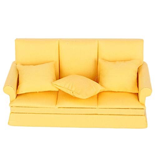 Mini Puppenhaus Sofa Maßstab 1:12 Puppen Haus Sessel Möbel Sofa Couch mit 3 Abnehmbaren Kissen Fit für Barbie Puppen Haus Mädchen Geburtstagsgeschenk von Haokaini