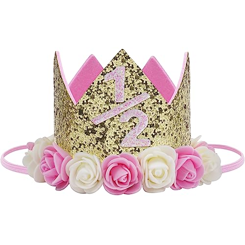 Baby Crown Princess Gold Crowns Tiara Crystal Hat Girls First Birthday Gift von Haomaomao