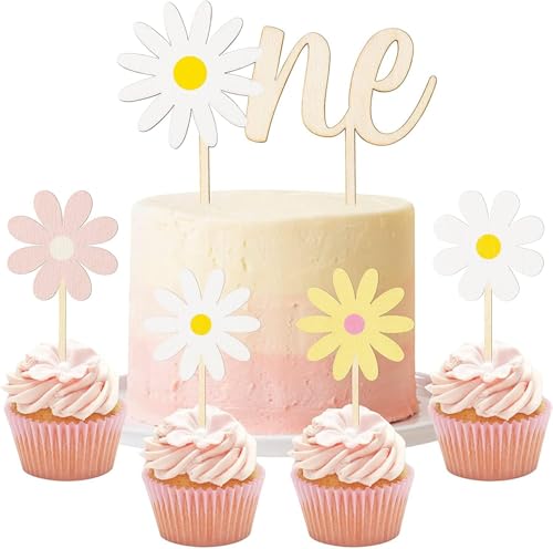 Haooryx 5Stück Gänseblümchen Hölzernes Tortendeko ONE Buchstabe Boho Blumen Cupcake Aufleger für Kinder Ein Jahr alt Geburtstag Baby Dusche Hochzeitstorte Dekoration Topper Dekoration Party Zubehör Haooryx 5Stück Gänseblümchen Hölzernes Tortendeko ONE Buchstabe Boho Blumen Cupcake Aufleger für Kinder Ein Jahr alt Geburtstag Baby Dusche Hochzeitstorte Dekoration Topper Dekoration Party Zubehör von Haooryx