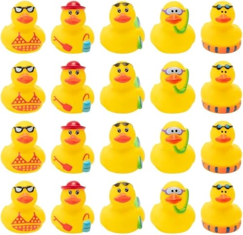 Haooryx Sommer Strand Gummiente 20-teiliges Set Schwimmende Badewanne Ente Schwimmbadspielzeug Neuheit Witzige Quietscheente Geschenkidee Kindergeburtstag Mehrfach-Party-Geschenkspaket Schulpreise von Haooryx