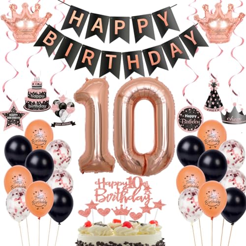 10. Geburtstag Dekorationen Rosegold Schwarz,Luftballon 10 Rosegold,Ballons 10 Geburtstag Mädchen,Deko 10. Schwarz,Geburtstagsdeko 10 Jahr Mädchen,Party Deko 10 Jahre 10. Geburtstag Dekorationen Rosegold Schwarz,Luftballon 10 Rosegold,Ballons 10 Geburtstag Mädchen,Deko 10. Schwarz,Geburtstagsdeko 10 Jahr Mädchen,Party Deko 10 Jahre von Haosell