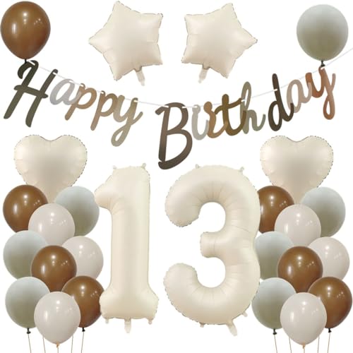 13 Geburtstag Deko Beige, Deko 13. Geburtstag Mädchen Junge, Beige Luftballons 13. Geburtstag Mädchen, Geburtstagsdeko 13 Jahre Beige Ballon, 13. Geburtstag Dekorationen, Luftballon 13. Party Deko von Haosell