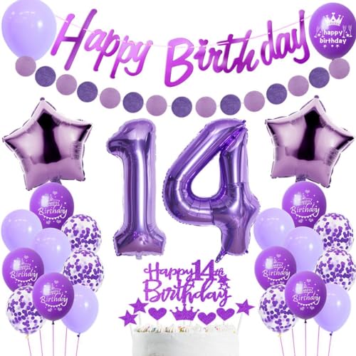 14. Geburtstag Dekoration Mädchen, Lila Tortendeko 14. Geburtstag, Mädchen 14. Geburtstag Party Deko, Luftballons 14. Geburtstag Dekoration Lila,Geburtstagsdeko 14 Jahre Mädchen, Lila 14. Ballon 14. Geburtstag Dekoration Mädchen, Lila Tortendeko 14. Geburtstag, Mädchen 14. Geburtstag Party Deko, Luftballons 14. Geburtstag Dekoration Lila,Geburtstagsdeko 14 Jahre Mädchen, Lila 14. Ballon von Haosell