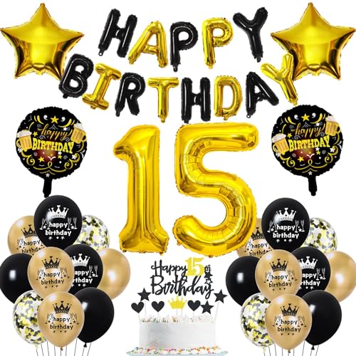15 Geburtstag Deko Schwarz Gold 15. Geburtstag Junge Mädchen Gold 15 Jahr Geburtstagdeko 15. Ballon Schwarz Gold Deko 15 Jahr Party Decoration Luftballons 15 Geburtstag Schwarz Gold 15 Tortendeko 15 Geburtstag Deko Schwarz Gold 15. Geburtstag Junge Mädchen Gold 15 Jahr Geburtstagdeko 15. Ballon Schwarz Gold Deko 15 Jahr Party Decoration Luftballons 15 Geburtstag Schwarz Gold 15 Tortendeko von Haosell