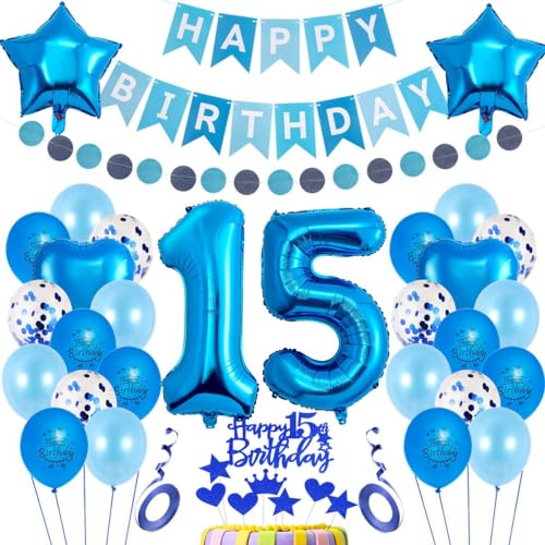 15. Geburtstag Dekoration Blau, Party Deko 15. Blau, Geburtstagsdeko 15 Jahre Jungen Blau, Luftballon 15. Geburtstag Blau, Tortendeko 15. Geburtstag Junge Mädchen, Luftballon 15. Geburtstag Junge 15. Geburtstag Dekoration Blau, Party Deko 15. Blau, Geburtstagsdeko 15 Jahre Jungen Blau, Luftballon 15. Geburtstag Blau, Tortendeko 15. Geburtstag Junge Mädchen, Luftballon 15. Geburtstag Junge von Haosell