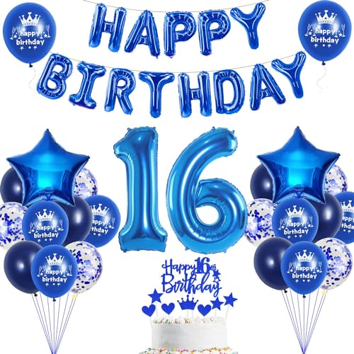 16. Geburtstag Dekoration Blau 16. Geburtstag Deko Junge Blau Tortendeko Geburtstag 16 Jahre Junge Party Deko Blau Luftballon 16 Geburtstag Blau 16 Geburtstag Mädchen Junge Ballon Marineblau von Haosell