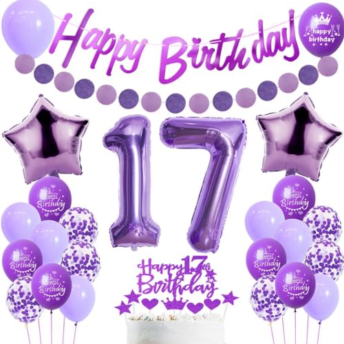 17. Geburtstag Dekoration Mädchen, Lila Tortendeko 17. Geburtstag, Mädchen 17. Party Deko, Luftballons 17. Dekoration ,Geburtstagsdeko 17 Jahre , 17. Ballon 17. Geburtstag Dekoration Mädchen, Lila Tortendeko 17. Geburtstag, Mädchen 17. Party Deko, Luftballons 17. Dekoration ,Geburtstagsdeko 17 Jahre , 17. Ballon von Haosell
