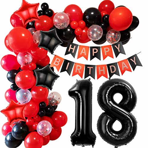 18 Geburtstag Ballon Girlande Schwarz Rot Geburtstagsdeko 18 Mädchen Luftballons Girlande Deko 18 Geburtstag Luftballon Junge 18 Jahr Geburtstagdeko Girlande Ballon Rot Deko 18. Geburtstag von Haosell