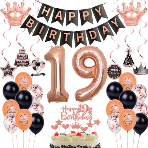19. Geburtstag Dekorationen Rosegold Schwarz,Luftballon 19 Rosegold,Ballons 19 Geburtstag Mädchen,Deko 19. Schwarz,Geburtstagsdeko 19 Jahr Mädchen,Party Deko 19 Jahre 19. Geburtstag Dekorationen Rosegold Schwarz,Luftballon 19 Rosegold,Ballons 19 Geburtstag Mädchen,Deko 19. Schwarz,Geburtstagsdeko 19 Jahr Mädchen,Party Deko 19 Jahre von Haosell